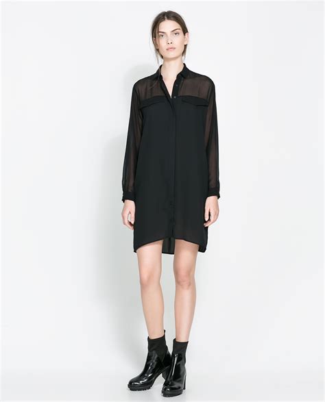 black shirt dress zara